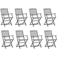 vidaXL Tuinstoelen 8 st inklapbaar met kussens massief acaciahout