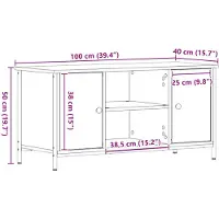 vidaXL TV Kast 100 x 40 x 50 cm Zwart eiken Bewerkt hout