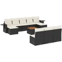 vidaXL 11-delige Loungeset met kussens poly rattan zwart