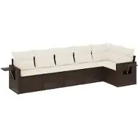 vidaXL 6-delige Loungeset met kussens poly rattan bruin