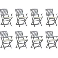 vidaXL Tuinstoelen 8 st inklapbaar met kussens massief acaciahout