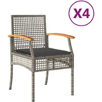 vidaXL Tuinstoelen 4 st met kussens poly rattan en acaciahout grijs