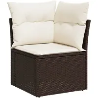 vidaXL Tuinhoekbank met kussens poly rattan bruin