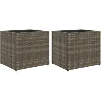 vidaXL Plantenbakken 2 st 36x30x32 cm poly rattan grijs