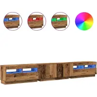 vidaXL Tv-meubel met LED 260x35x40 cm bewerkt hout oud hout