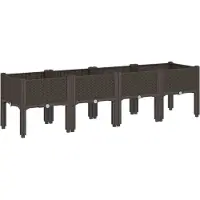 vidaXL Plantenbak met poten 160x40x42 cm polypropeen bruin