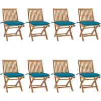 vidaXL Tuinstoelen 8 st inklapbaar met kussens massief teakhout