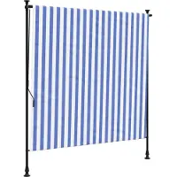 vidaXL Rolgordijn voor buiten 200x270 cm stof en staal blauw en wit