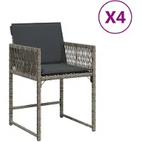 vidaXL Tuinstoelen 4 st met kussens poly rattan grijs