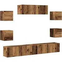 vidaXL 7-delig Tv-meubelset wandmontage bewerkt hout oud houtkleurig