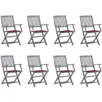 vidaXL Tuinstoelen 8 st inklapbaar met kussens massief acaciahout