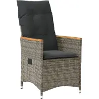 vidaXL Tuinstoel verstelbaar met kussens poly rattan grijs