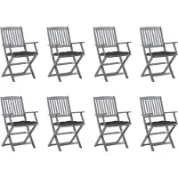 vidaXL Tuinstoelen 8 st inklapbaar met kussens massief acaciahout