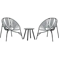 vidaXL Set tuinstoelen 3-delig poly rattan zwart en lichtgrijs