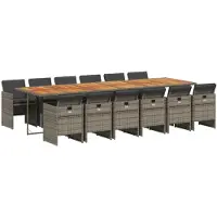 vidaXL 13-delige Tuinset met kussens poly rattan grijs