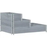 vidaXL Verhoogde plantenbak 3-laags 120x80 cm massief grenenhout grijs