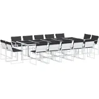 vidaXL 15-delige Tuinset met kussens textileen wit