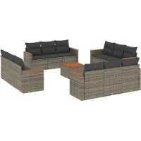 vidaXL 13-delige loungeset voor de tuin met kussens, grijs, polyrotan