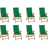 vidaXL Klapstoelen met kussens, 8 stuks, massief acaciahout