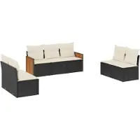 vidaXL 7-delige Loungeset met kussens poly rattan zwart