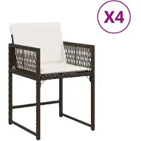 vidaXL Tuinstoelen 4 st met kussens poly rattan bruin