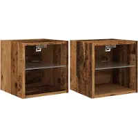 vidaXL Tv-wandmeubels met LED-verlichting 2 st 30x28,5x30 cm oud hout
