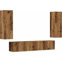 vidaXL Tv-wandkasten 4 st bewerkt hout oud houtkleurig