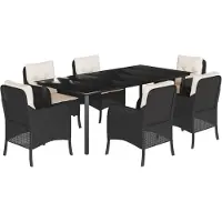 vidaXL 7-delige Tuinset met kussens poly rattan zwart