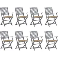 vidaXL Tuinstoelen 8 st inklapbaar met kussens massief acaciahout