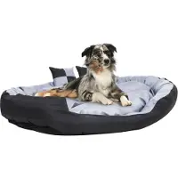 vidaXL Hondenbed, omkeerbaar en wasbaar, grijs en zwart, 150x120x25 cm