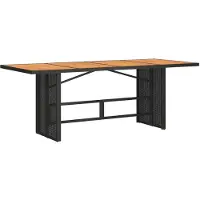 vidaXL Tuintafel met acaciahouten blad 190x80x74 cm poly rattan zwart