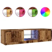 vidaXL Tv-meubel met LED 140x40x36 cm bewerkt hout oud houtkleurig