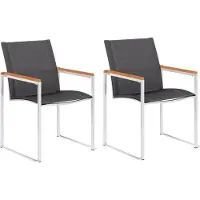 vidaXL Tuinstoelen 2 st textileen en roestvrij staal grijs