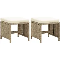 vidaXL Tuinkrukken 2 st met kussens poly rattan beige