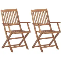 vidaXL Opklapbare stoelen, 2 stuks, massief acaciahout