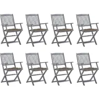 vidaXL Tuinstoelen 8 st inklapbaar met kussens massief acaciahout