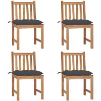 vidaXL Tuinstoelen 4 st met kussens massief teakhout