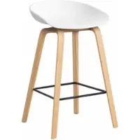 HAY Barstoel AAS32 Low Water-Based Lacquered Oak Veneer 4 Leg Base Black Powder Coated Steel Footrest H65 White 2.0