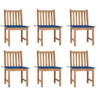 vidaXL Tuinstoelen, 6 stuks met kussens, massief teakhout