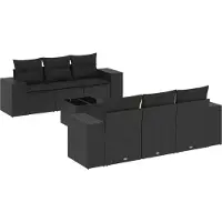 vidaXL 7-delige Loungeset met kussens poly rattan zwart