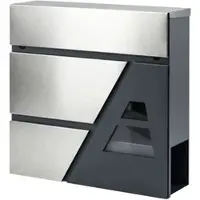 HOMCOM Brievenbus-Roestvrij staal, Metaal-37L x 10B x 37H cm-Donkergrijs