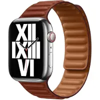 Apple Leather Link bandje voor de Watch | 44/45/46/49 mm - Maat S/M - Umber