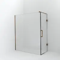 Balmani Modular inloopdouche met deur: 170 x 200 cm met deur 80 cm, Helder glas, Brushed Rosegold profielen