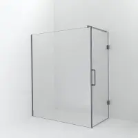Balmani Modular inloopdouche met deur: 170 x 200 cm met deur 90 cm, Helder glas met coating, Brushed Inox profielen
