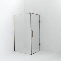 Balmani Modular inloopdouche met deur: 120 x 200 cm met deur 90 cm, Helder glas met coating, Brushed Rosegold profielen