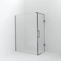 Balmani Modular inloopdouche met deur: 150 x 200 cm met deur 80 cm, Helder glas met coating, Brushed Inox profielen