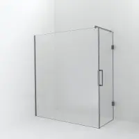 Balmani Modular inloopdouche met deur: 180 x 200 cm met deur 80 cm, Helder glas met coating, Brushed Inox profielen