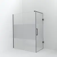 Balmani Modular inloopdouche met deur: 160 x 200 cm met deur 90 cm, Helder glas met matte strook, Brushed GunMetal profielen