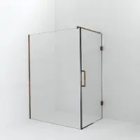 Balmani Modular inloopdouche met deur: 150 x 200 cm met deur 100 cm, Helder glas, Brushed Rosegold profielen