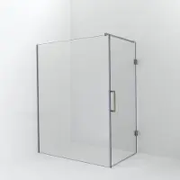 Balmani Modular inloopdouche met deur: 160 x 200 cm met deur 100 cm, Helder glas met coating, Brushed CoolMetal profielen